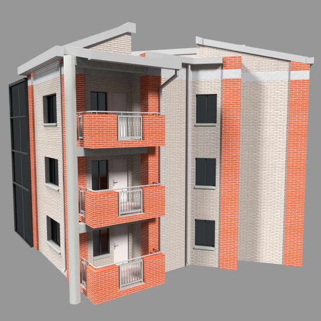 apartment building Modello 3D .c4d .max .obj .3ds .fbx .stl .blend 