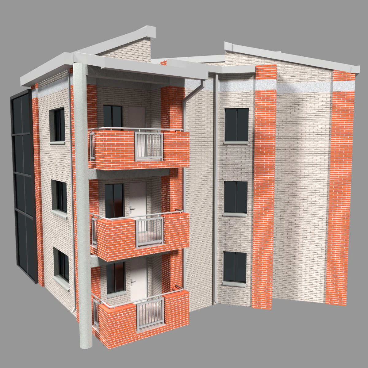 apartment building 3D Model .c4d .max .obj .3ds .fbx .stl .blend 