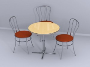cafe table and chairs 3D Модель