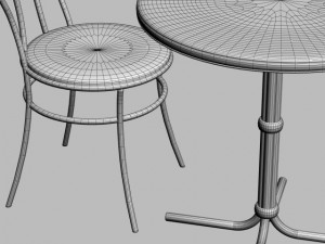 cafe table and chairs 3D Model