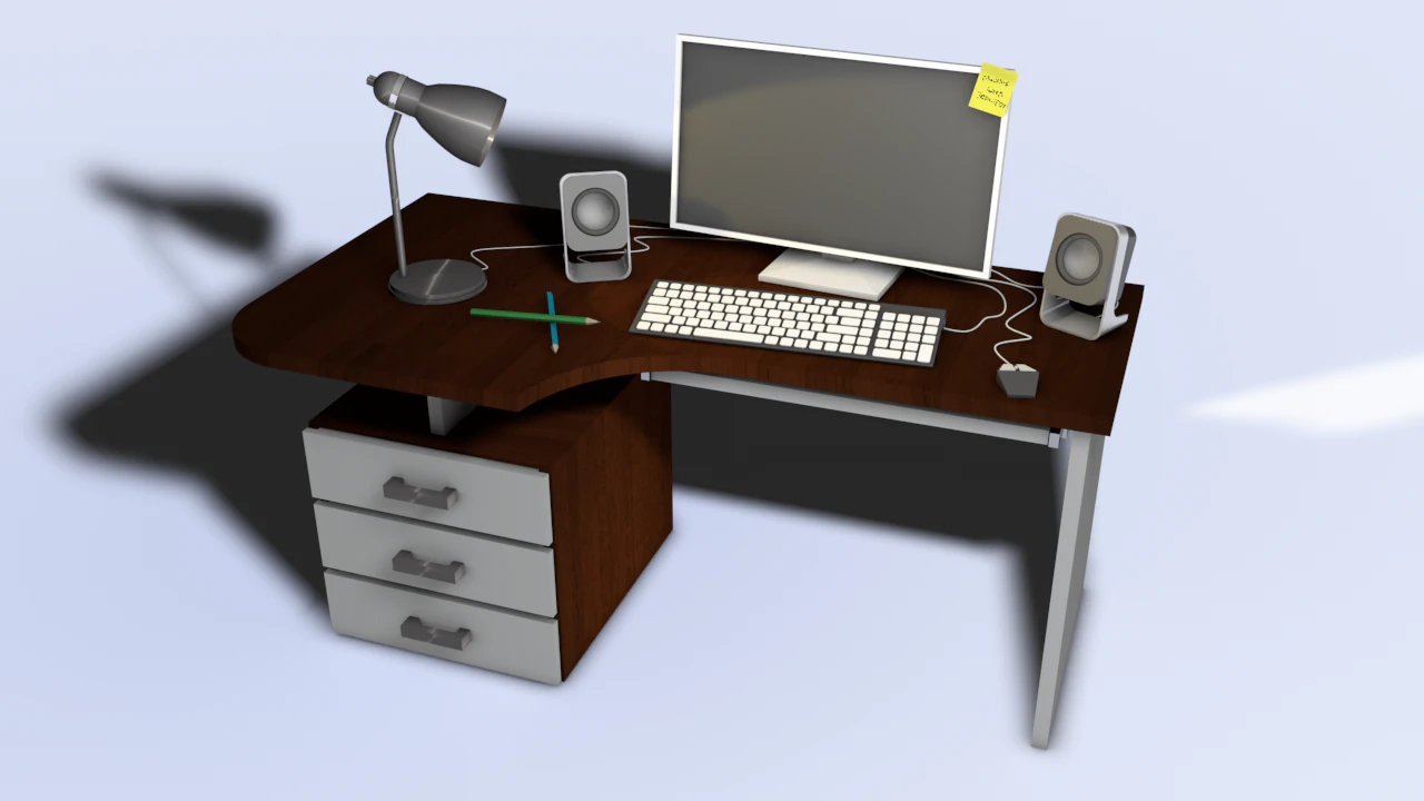 stolik komputerowy Model 3D .c4d .max .obj .3ds .fbx .stl .blend 