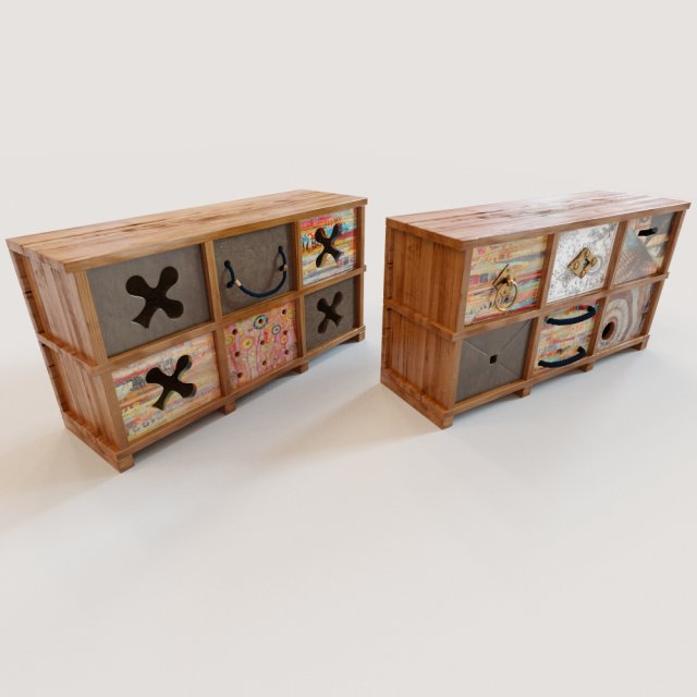 2 ethnic chests of drawers 3D-Modell .c4d .max .obj .3ds .fbx .stl .blend 