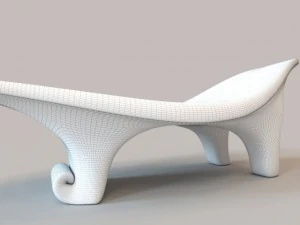 wave wooden lounge 3D Model