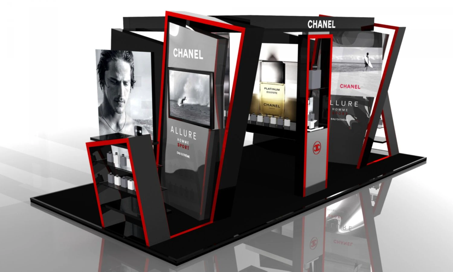 estande de exposi&ccedil;&atilde;o chanel Modelo 3D .c4d .max .obj .3ds .fbx .stl .blend 