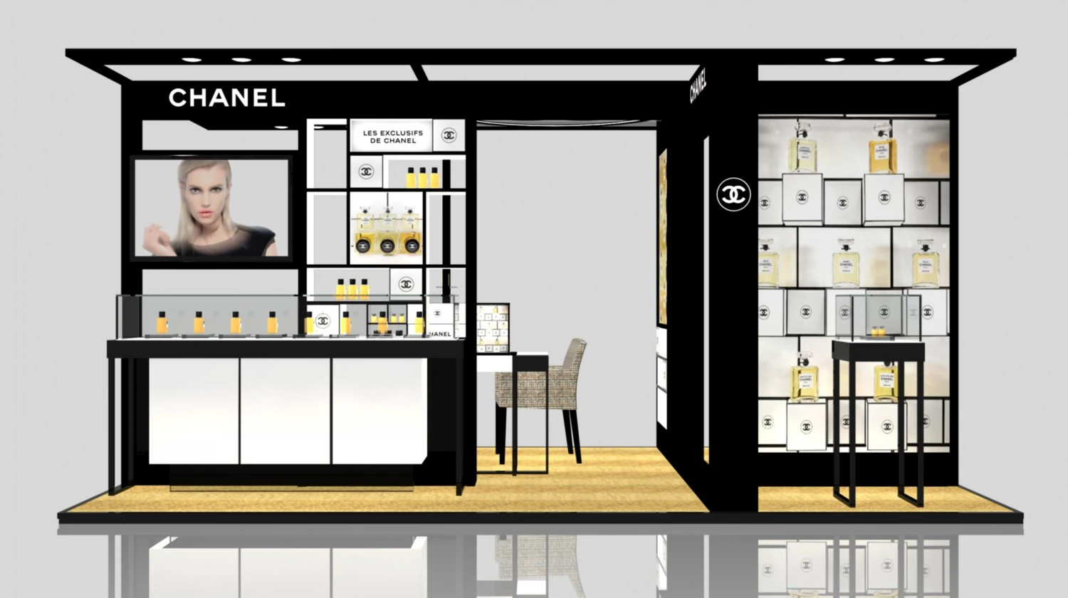 exhibition stand of chanel in gum 3D Model .c4d .max .obj .3ds .fbx .stl .blend 