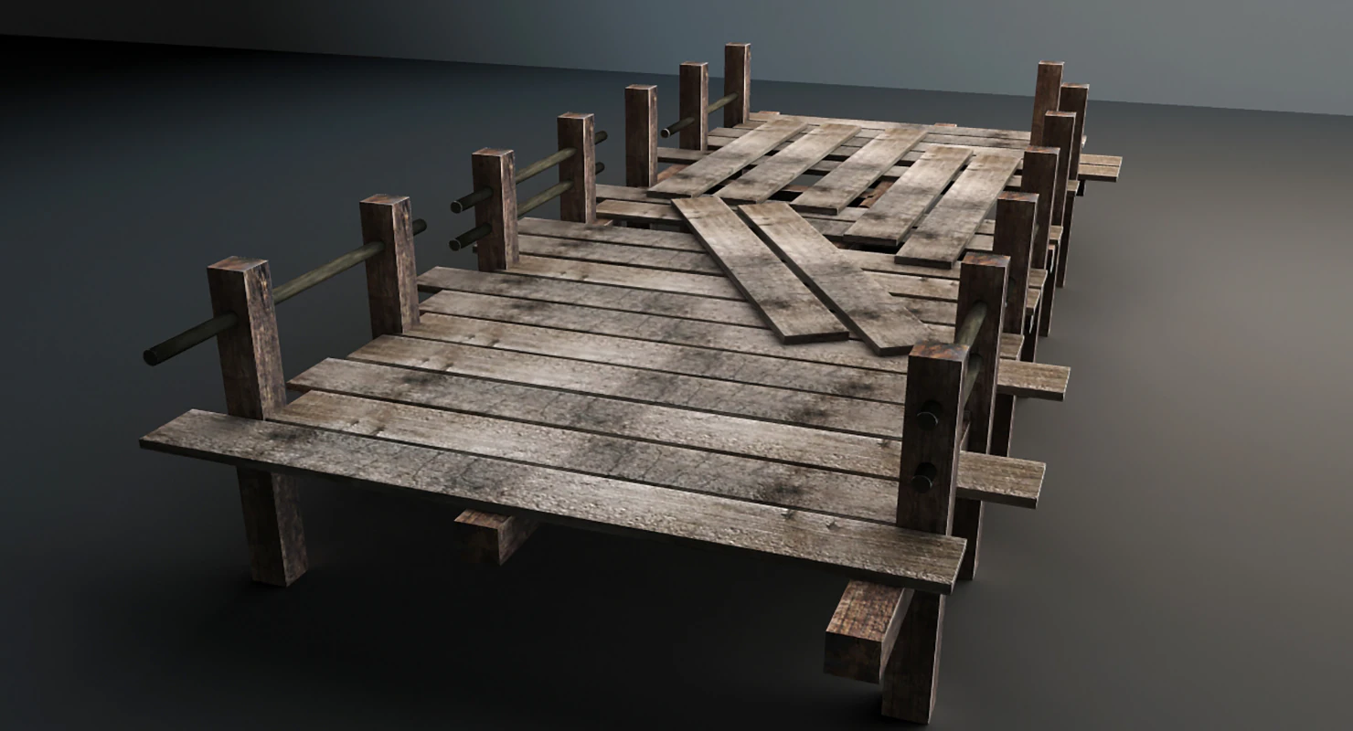 wood bridge 3D Model .c4d .max .obj .3ds .fbx .stl .blend