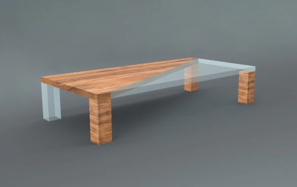 деревянный стеклянный стол 3D Модель .c4d .max .obj .3ds .fbx .stl .blend