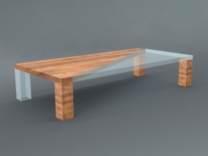 wooden glass table Modelo 3D