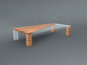 wooden glass table 3D 모델