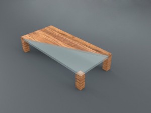 wooden glass table 3D 모델