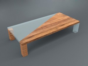wooden glass table 3D 모델