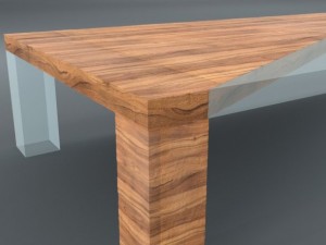 wooden glass table 3D 모델