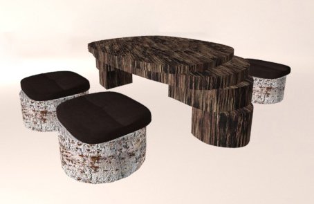 wooden table  chairs Modelo 3D .c4d .max .obj .3ds .fbx .stl .blend 