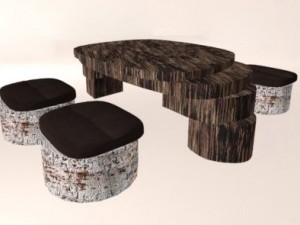 wooden table  chairs Modelo 3D