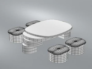 wooden table  chairs 3D Model