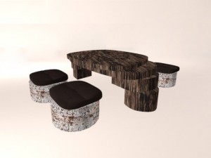 wooden table  chairs Modelo 3D