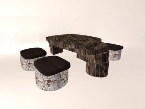 wooden table  chairs 3D Model