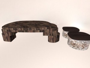 wooden table  chairs Modelo 3D