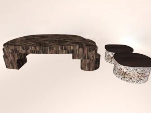 wooden table  chairs 3D Model