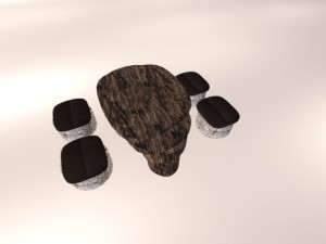 wooden table  chairs Modelo 3D