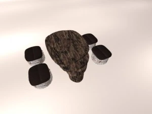 wooden table  chairs 3D Model
