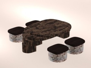 wooden table  chairs Modelo 3D
