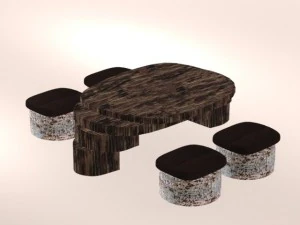 wooden table  chairs 3D Model
