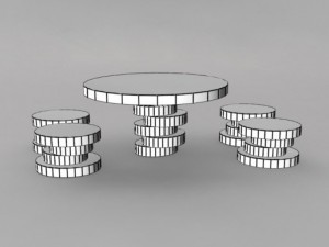 wooden table with chairs 3D Model