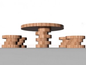 wooden table with chairs 3D Model