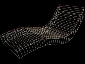 wooden sunbed set 3D Model