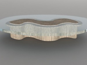 wooden glass table 3D-Modell