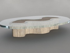 wooden glass table 3D-Modell
