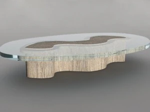 wooden glass table 3D Model