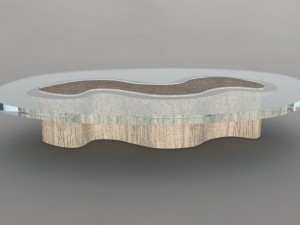 wooden glass table 3D-Modell