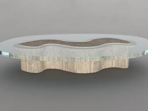 wooden glass table 3D Model