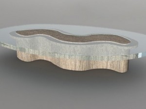 wooden glass table 3D-Modell