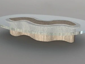 wooden glass table 3D Model