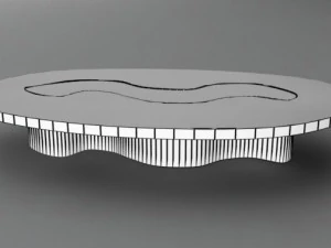 wooden glass table 3D Model