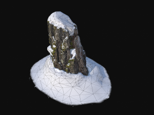 3d stump with snow 3 vr 3D Model