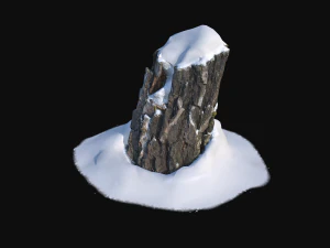 3d stump with snow 3 vr 3D Model