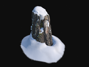 3d stump with snow 3 vr 3D Model