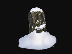 3d stump with snow 3 vr 3D Model