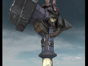 fantasy hammer with scull Modelo 3D
