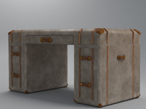 old desk 19 century with extra object low-poly 3D Model