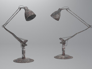old desk 19 century with extra object low-poly 3D Model