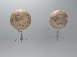old desk 19 century with extra object low-poly 3D Model