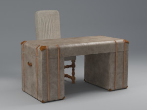 old desk 19 century with extra object low-poly 3D Model