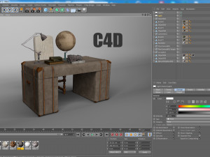 old desk 19 century with extra object low-poly 3D Model