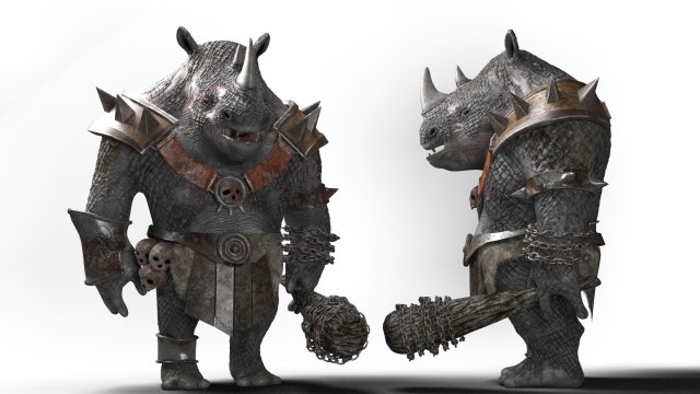 rhino warrior game character Model 3D .c4d .max .obj .3ds .fbx .stl .blend 