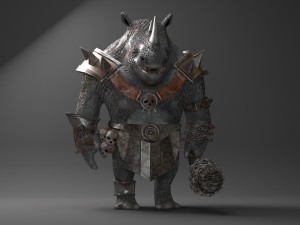 rhino warrior game character Model 3D
